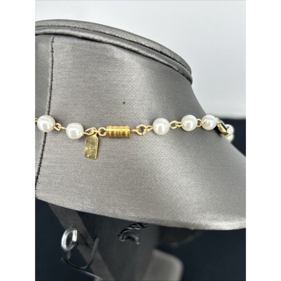 1928 Necklace Faux Pearl Black Glass Bead Gold Tone 42" Flapper Elegant Vtg - Picture 6 of 7